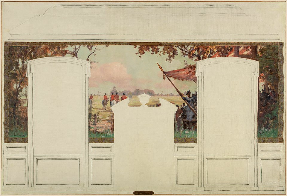 Jean Constant Pape - Esquisse pour la mairie de Fresnes , Paysage avec tribunes et cavaliers - PPP4199 - Musée des Beaux-Arts de la ville de Paris