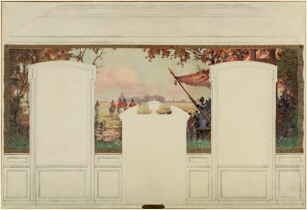 Jean Constant Pape - Esquisse pour la mairie de Fresnes , Paysage avec tribunes et cavaliers - PPP4199 - Musée des Beaux-Arts de la ville de Paris