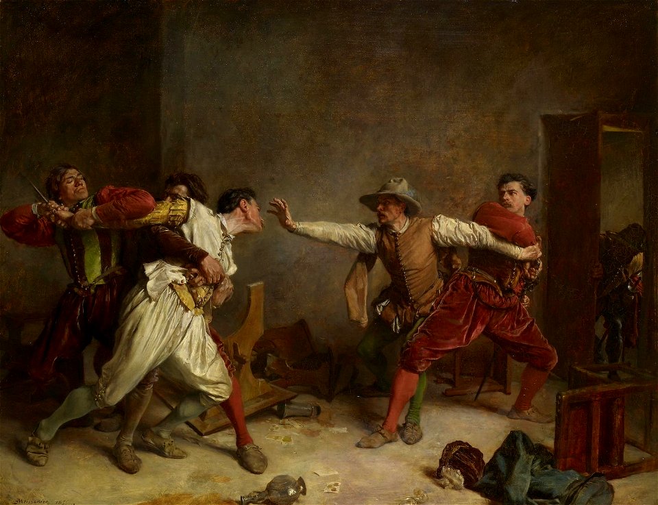 Jean Louis Ernest Meissonier (1815-91) - La Rixe (The Brawl) - RCIN 404872 - Royal Collection
