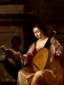 Jean Daret - Woman Playing a Lute - 1979.88.1 - Yale University Art Gallery. Free illustration for personal and commercial use.