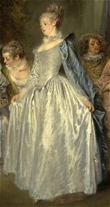 Jean-Antoine Watteau - Fêtes Venitiennes - Google Art Project (detail, the dancing lady). Free illustration for personal and commercial use.