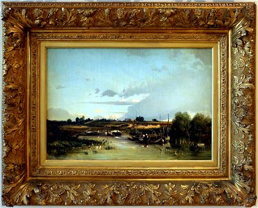 Jean-baptiste camille corot, paesaggio presso una palude, 1852