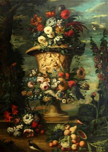 Jean-Baptiste Belin de Fontenay (1653-1715) (attributed to) - An Urn Filled and Garlanded with Summer Flowers and Autumn Fruit - 515653 - National Trust