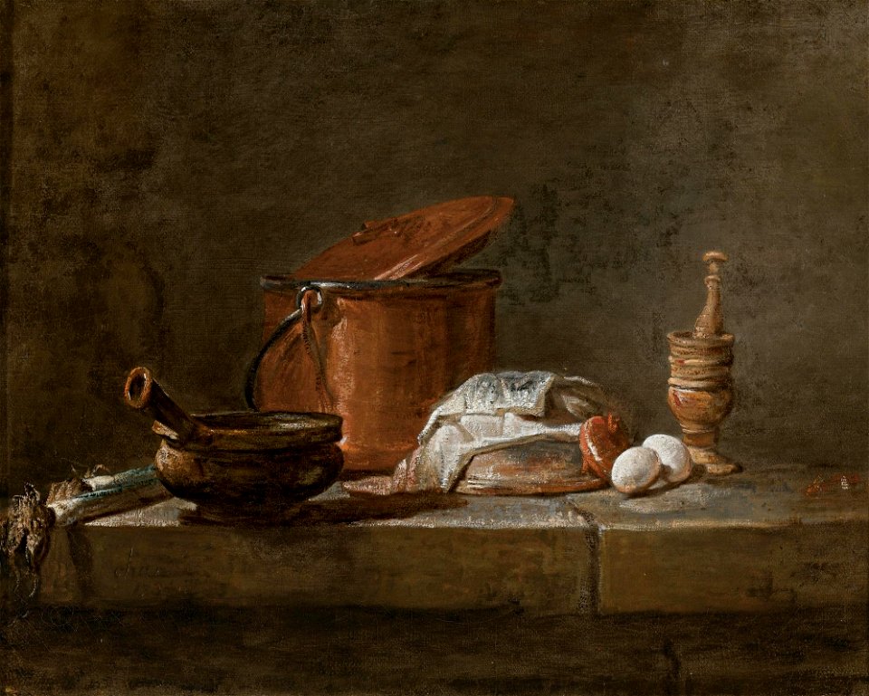 Jean Simeon Chardin - Leeks, a casserole with a cloth, a copper pot 4KRNW N08162-56-1