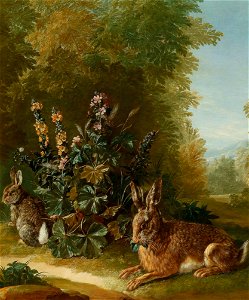 Jean Jacques Spoede Zwei Hasen in einer Landschaft