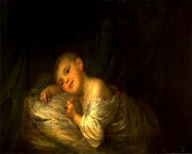Jean-Baptiste Greuze (1725-1805) (style of) - A Child Lying on a Bed, Holding a Flower - 1257216 - National Trust