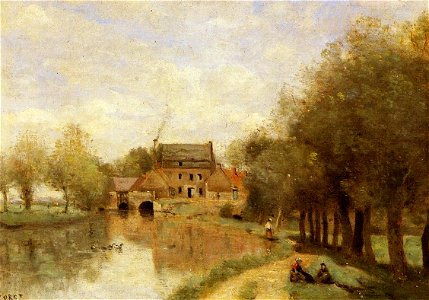 Jean-Baptiste Camille Corot Arleux-du-Nord, the Drocourt Mill. Free illustration for personal and commercial use.
