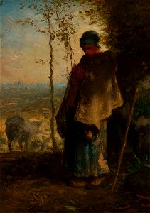 Jean François Millet - The Little Shepherdess - 1922.413 - Art Institute of Chicago. Free illustration for personal and commercial use.