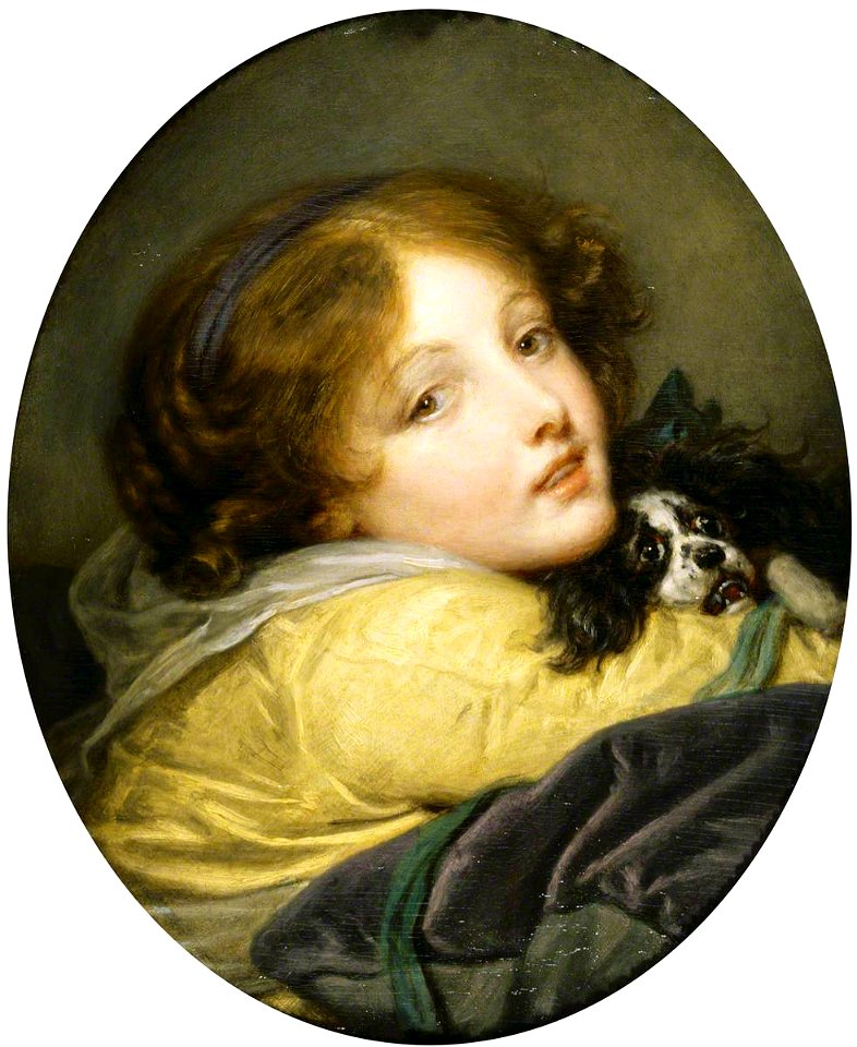 Jean-Baptiste Greuze (1725-1805) - Bust of a Girl Holding a Spaniel - 446786 - National Trust