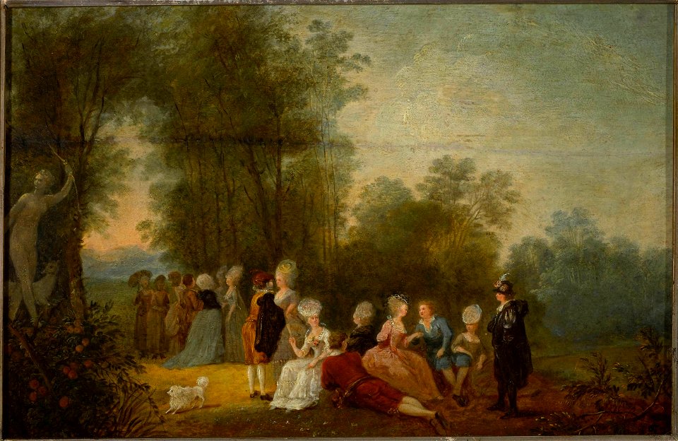Jean Pierre Norblin de la Gourdaine - Social meeting in a park at the statue of Diana - MP 3223 - National Museum in Warsaw