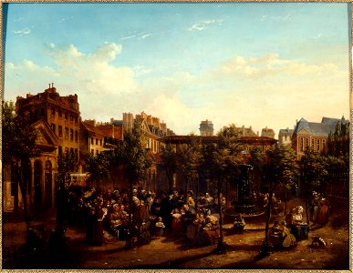 Jean-Baptiste Lecœur - Edme Champion (1764-1852), dit l'homme au petit manteau bleu, distribuant de la soupe et du pain sur la place du marché Saint-Martin - P461 - Musée Carnavalet