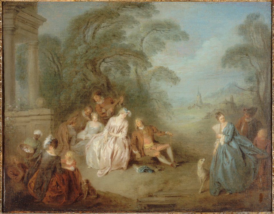 Jean-Baptiste Pater - Assemblée dans un parc - PDUT878 - Musée des Beaux-Arts de la ville de Paris. Free illustration for personal and commercial use.