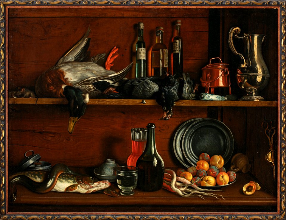 Jean Valette-Falgores Penot - Trompe-l'oeil – cabinet in the pantry with wild fowls, fish and fruit - Dep.6075 MNW - National Museum in Warsaw
