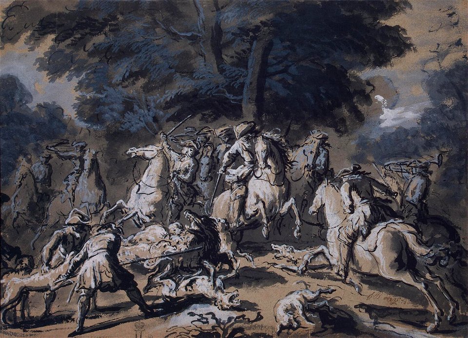 Jean-Baptiste Oudry - Chasse à verrat (1730s)