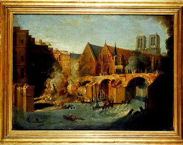 Jean-Baptiste Oudry - Le Petit-Pont, après l'incendie de 1718 (P1870) - P1870 - Musée Carnavalet