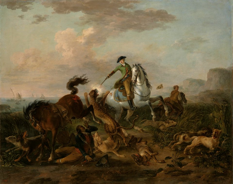 Jean-Baptiste Le Paon - The Prince of Nassau hunting a jaguar