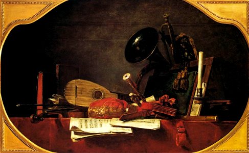 Jean Siméon Chardin - Attributes of Music - WGA04774. Free illustration for personal and commercial use.