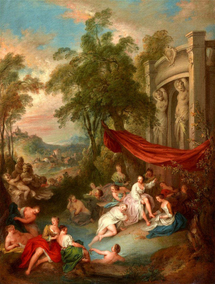 Jean-Baptiste Pater - Female Bathers near a Fountain (Nymphs Bathing in a Pool) - 32.2019.6 - Dallas Museum of Art