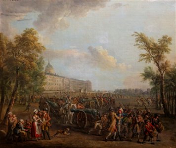 Jean-Baptiste Lallemand - Pillage des armes aux Invalides, le matin du 14 juillet 1789. Free illustration for personal and commercial use.