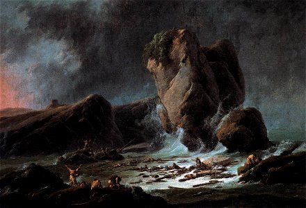 Jean-Baptiste Pillement - Shipwrecked Sailors Coming Ashore - WGA17748