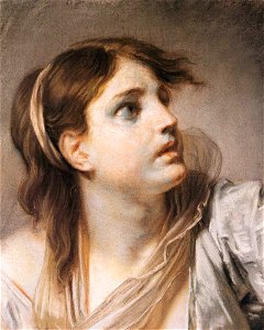 Jean-Baptiste Greuze - Fear, Expression Head - WGA10675. Free illustration for personal and commercial use.