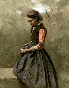 Jean-Baptiste Camille Corot - Une jeune fille pensive
