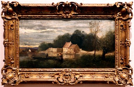 Jean-baptiste corot, corso di un fiume, 1845-55 ca. Free illustration for personal and commercial use.