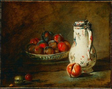 Jean-Baptiste Simeon Chardin - A Bowl of Plums - Google Art Project. Free illustration for personal and commercial use.