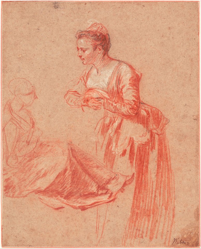 Jean-Antoine Watteau - Two Figure Studies of a Young Woman, 1715-1717 - Google Art Project