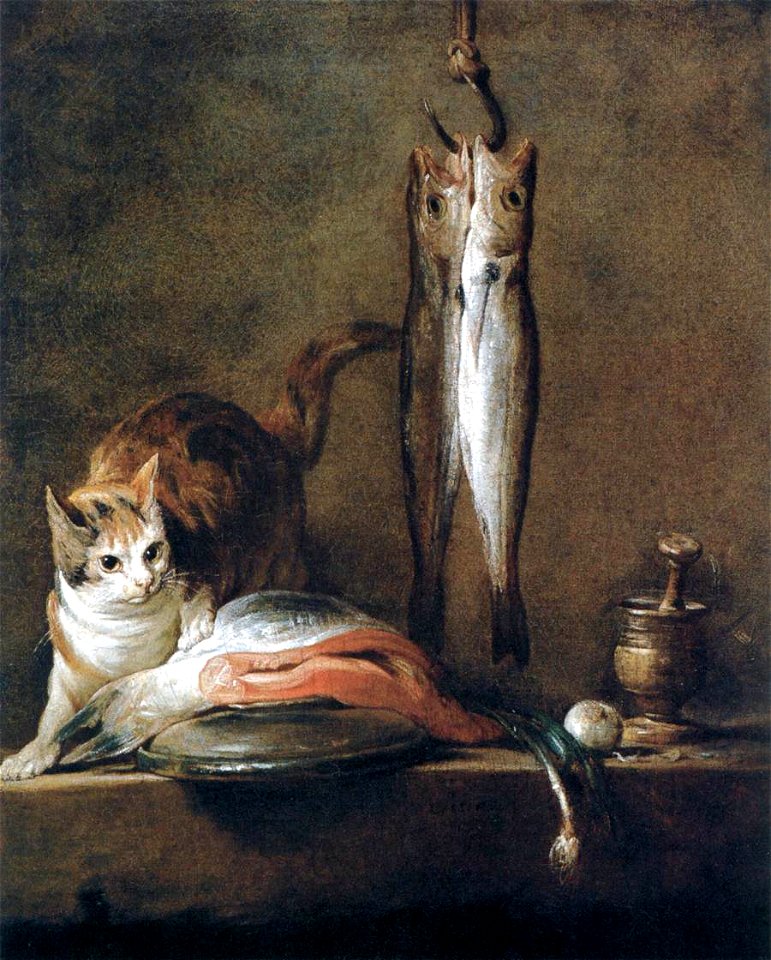 Jean Siméon Chardin - Still-Life with Cat and Fish - WGA04739