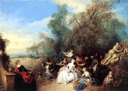Jean-Baptiste Pater - Relaxing in the Country - WGA17116. Free illustration for personal and commercial use.