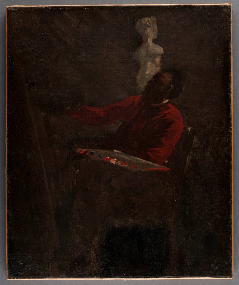 Jean-Baptiste Carpeaux - Carpeaux en veston rouge peignant dans son atelier - PPP2076 - Musée des Beaux-Arts de la ville de Paris