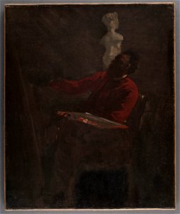 Jean-Baptiste Carpeaux - Carpeaux en veston rouge peignant dans son atelier - PPP2076 - Musée des Beaux-Arts de la ville de Paris
