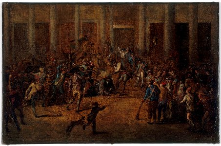 Jean-Baptiste Lallemand - La mort de Flesselles, prévôt des marchands, devant l'Hôtel de Ville, le 14 juillet 1789 - P713 - Musée Carnavalet