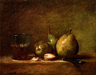 Jean Siméon Chardin - Pears, Walnuts and Glass of Wine - WGA04784