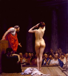 Jean Leon Gerome Selling Slaves in Rome. Free illustration for personal and commercial use.