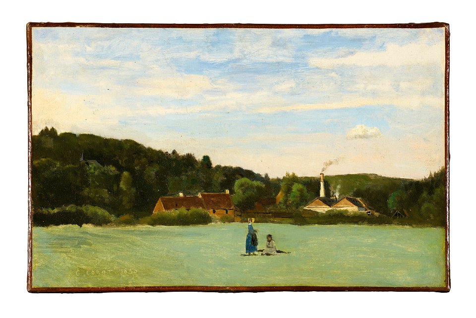 Jean-baptiste-camille corot bourberouge deux jeunes filles dans une pr
