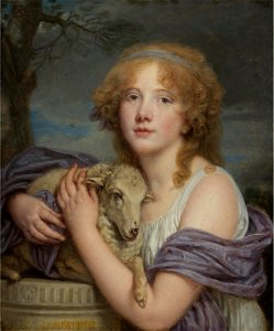 Jean-Baptiste Greuze - Girl with a Lamb, L'Amitié N08560-22-lr-1