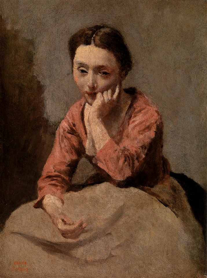 Jean-Baptiste-Camille Corot - Pensive Young Woman (Jeune femme pensive) - BF822 - Barnes Foundation