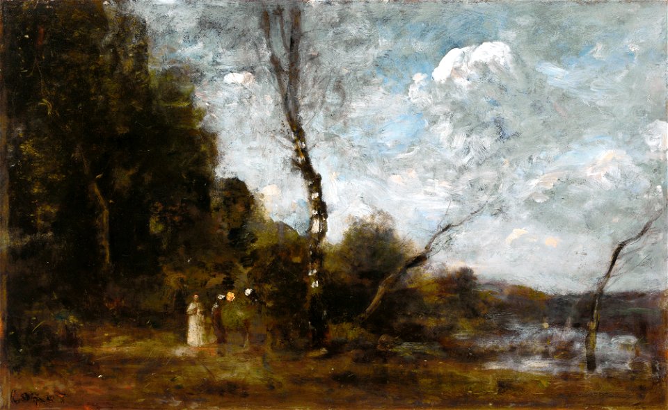 Jean-Baptiste-Camille Corot - Lisière de bois avec trois paysannes