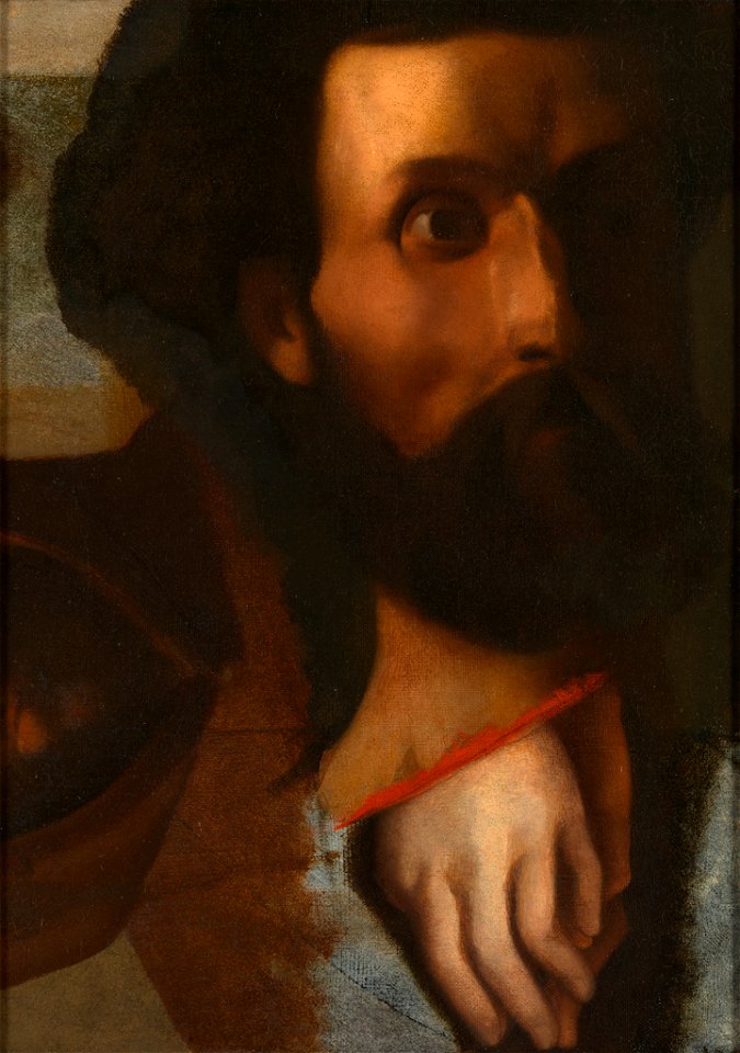 Jean-Auguste-Dominique Ingres - Studies of a Head of a Man, Hands of Saint John for Christ Offering Saint Peter the Keys to Paradise - 2012.1 - Rhode Island School of Design Museum