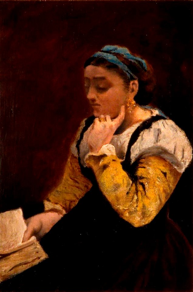 Jean-Baptiste-Camille Corot (1796-1875) (attributed to) - Woman Reading - GR.27 - The New Art Gallery Walsall