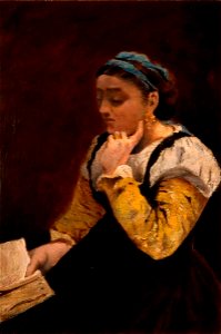 Jean-Baptiste-Camille Corot (1796-1875) (attributed to) - Woman Reading - GR.27 - The New Art Gallery Walsall
