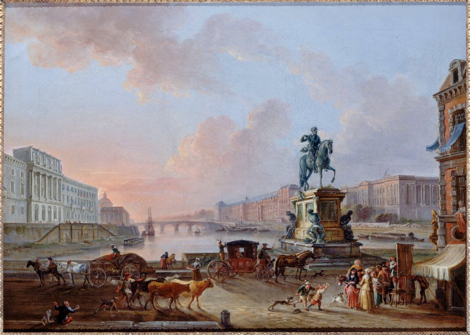 Jean-Baptiste Lallemand - La Monnaie, le Pont Royal et le Louvre, vus du terre-plein du Pont-Neuf, vers 1775 - P194 - Musée Carnavalet