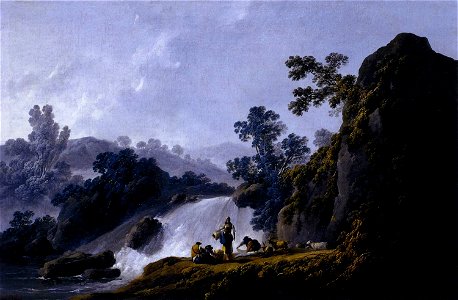 Jean-Baptiste Pillement - Landscape with Washerwomen - WGA17745. Free illustration for personal and commercial use.
