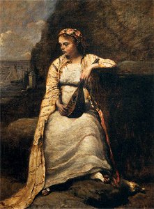 Jean-Baptiste-Camille Corot - Haydée, Young Woman in Greek Dress - WGA5300. Free illustration for personal and commercial use.