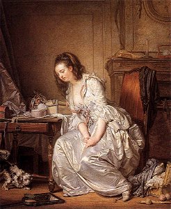Jean-Baptiste Greuze - The Broken Mirror - WGA10658. Free illustration for personal and commercial use.
