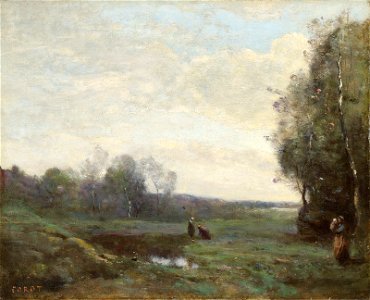 Jean-baptiste-camille corot trois paysannes dans une clairiere