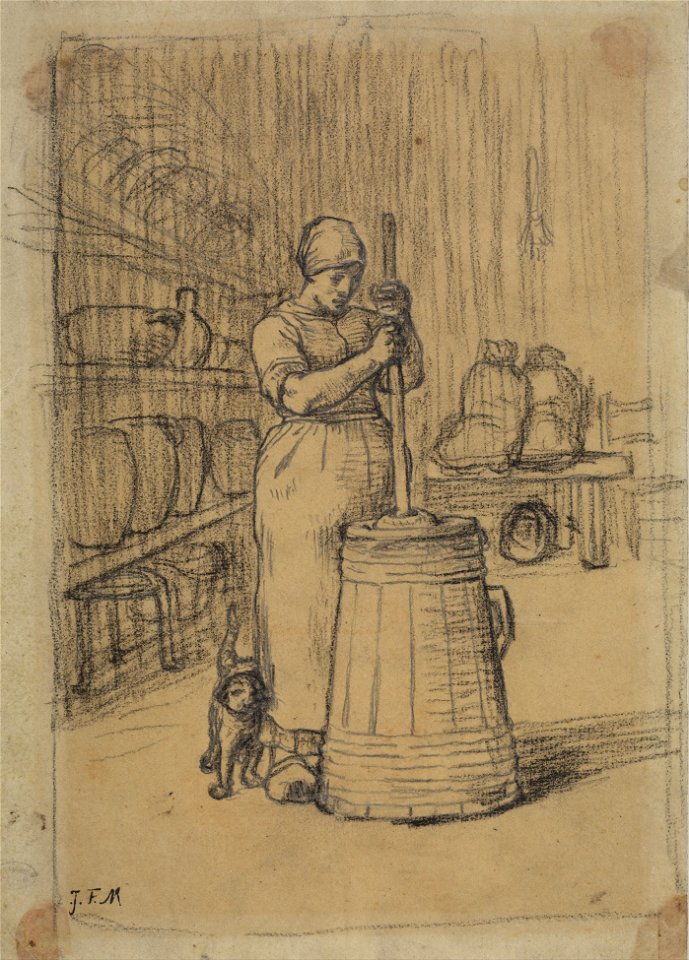 Jean-François Millet - Study for Woman Churning Butter - Google Art Project