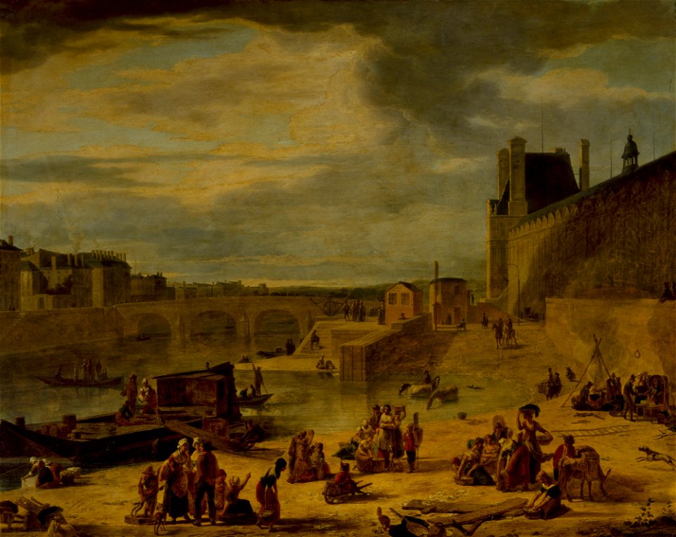 Jean-François Depelchin - La Grande Galerie du Louvre et le pont Royal, vus du port Saint-Nicolas - P99 - Musée Carnavalet